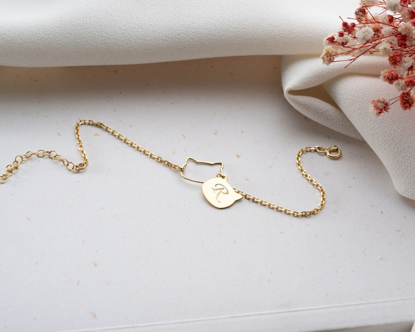 Braccialetto con pietra portafortuna del gatto 