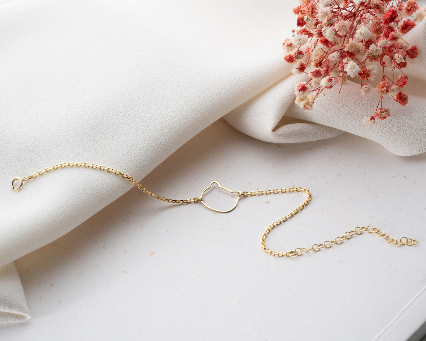 Braccialetto con pietra portafortuna del gatto 