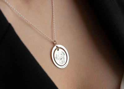 Collana con ritratto di animale domestico a doppio anello